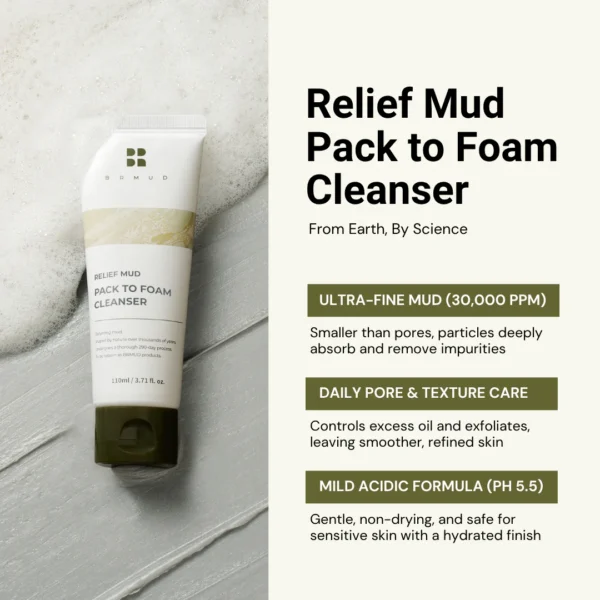 BRMUD Relief Mud Pack To Foam Cleanser