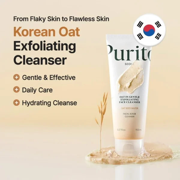 purito-oat-in-gentle-exfoliating-face-cleanser_8809563103904_DarBeauty_03 Purito Seoul Oat In Gentle Exfoliating Face Cleanser Oat Seed Water Facial Scrub Cleanser 150ml